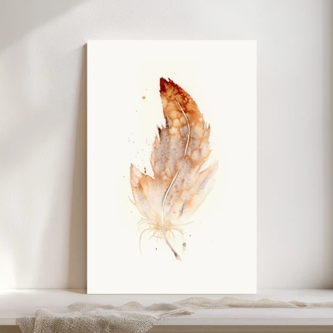 Image of a feather watercolor painting by Shayna Larsen, originals & prints available