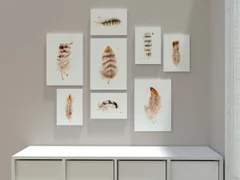 Image of a feather watercolor painting by Shayna Larsen, originals & prints available