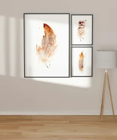 Image of a feather watercolor painting by Shayna Larsen, originals & prints available