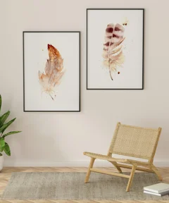 Image of a feather watercolor painting by Shayna Larsen, originals & prints available