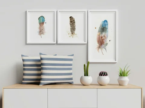 Image of a feather watercolor painting by Shayna Larsen, originals & prints available