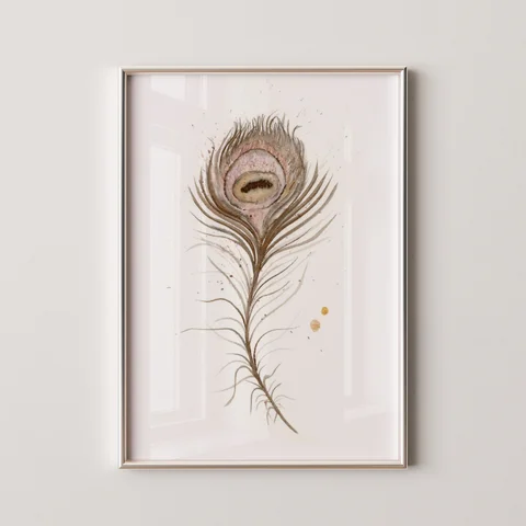 Image of a feather watercolor painting by Shayna Larsen, originals & prints available