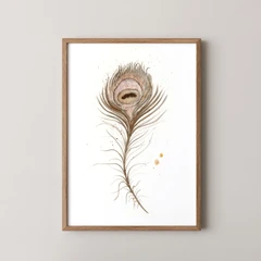 Image of a feather watercolor painting by Shayna Larsen, originals & prints available