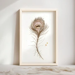 Image of a feather watercolor painting by Shayna Larsen, originals & prints available
