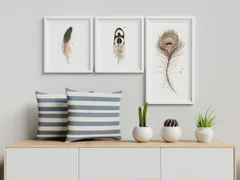 Image of a feather watercolor painting by Shayna Larsen, originals & prints available