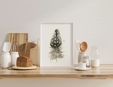 Image of a feather watercolor painting by Shayna Larsen, originals & prints available