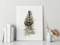 Image of a feather watercolor painting by Shayna Larsen, originals & prints available