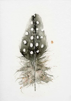 Image of a feather watercolor painting by Shayna Larsen, originals & prints available