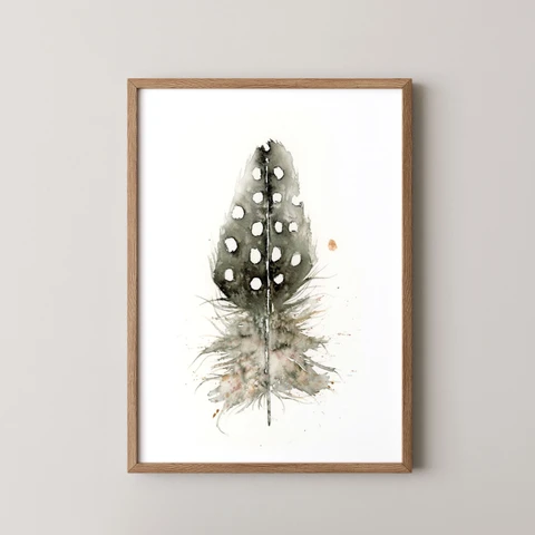 Image of a feather watercolor painting by Shayna Larsen, originals & prints available