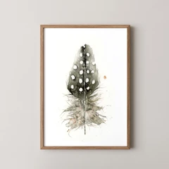 Image of a feather watercolor painting by Shayna Larsen, originals & prints available