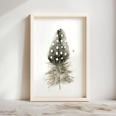 Image of a feather watercolor painting by Shayna Larsen, originals & prints available