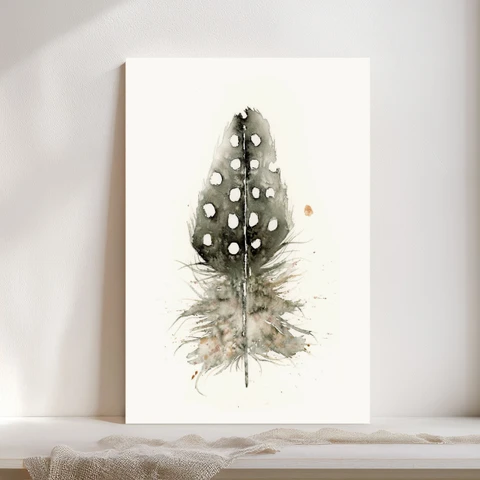 Image of a feather watercolor painting by Shayna Larsen, originals & prints available