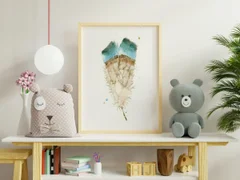 Image of a feather watercolor painting by Shayna Larsen, originals & prints available