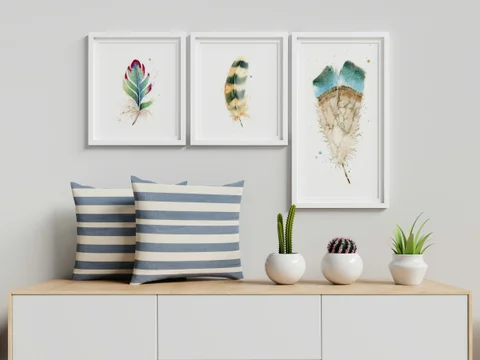 Image of a feather watercolor painting by Shayna Larsen, originals & prints available