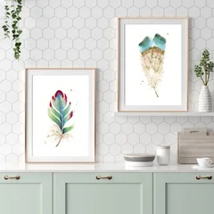 Image of a feather watercolor painting by Shayna Larsen, originals & prints available