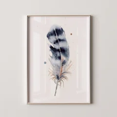 Image of a feather watercolor painting by Shayna Larsen, originals & prints available
