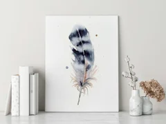 Image of a feather watercolor painting by Shayna Larsen, originals & prints available