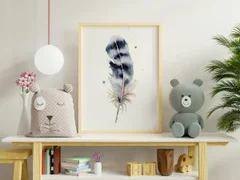 Image of a feather watercolor painting by Shayna Larsen, originals & prints available