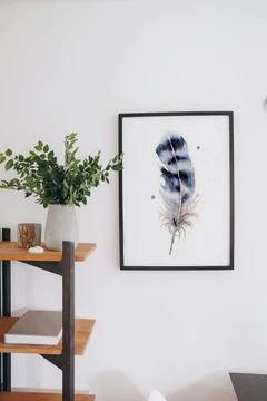 Image of a feather watercolor painting by Shayna Larsen, originals & prints available