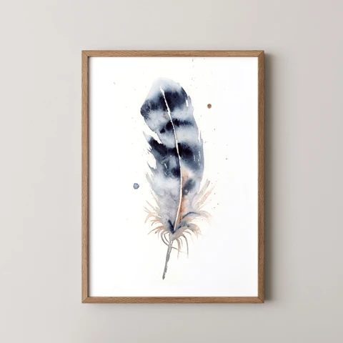 Image of a feather watercolor painting by Shayna Larsen, originals & prints available
