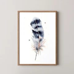 Image of a feather watercolor painting by Shayna Larsen, originals & prints available