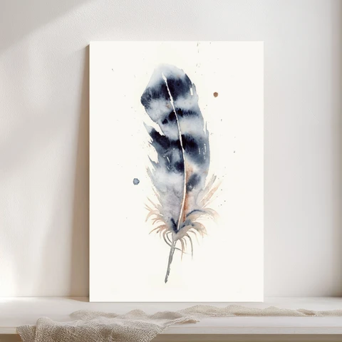 Image of a feather watercolor painting by Shayna Larsen, originals & prints available