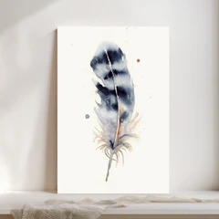 Image of a feather watercolor painting by Shayna Larsen, originals & prints available