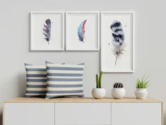 Image of a feather watercolor painting by Shayna Larsen, originals & prints available