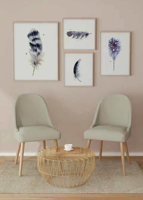 Image of a feather watercolor painting by Shayna Larsen, originals & prints available