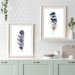 Image of a feather watercolor painting by Shayna Larsen, originals & prints available