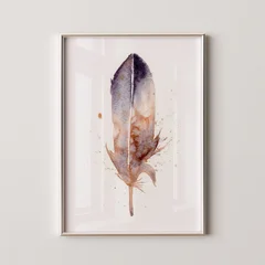 Image of a feather watercolor painting by Shayna Larsen, originals & prints available