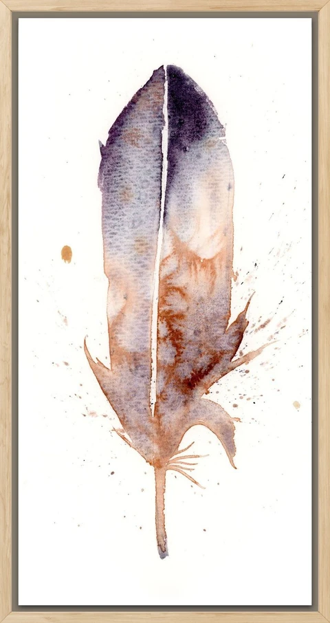 Image of a feather watercolor painting by Shayna Larsen, originals & prints available