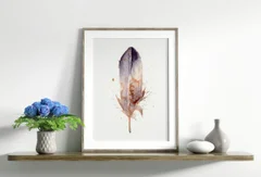 Image of a feather watercolor painting by Shayna Larsen, originals & prints available