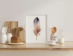 Image of a feather watercolor painting by Shayna Larsen, originals & prints available