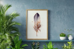 Image of a feather watercolor painting by Shayna Larsen, originals & prints available