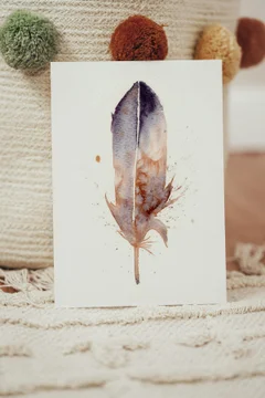 Image of a feather watercolor painting by Shayna Larsen, originals & prints available