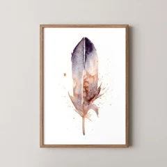 Image of a feather watercolor painting by Shayna Larsen, originals & prints available