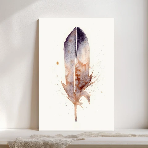 Image of a feather watercolor painting by Shayna Larsen, originals & prints available