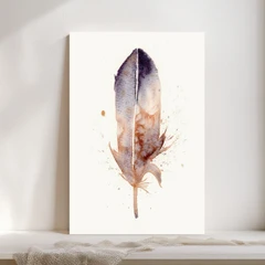 Image of a feather watercolor painting by Shayna Larsen, originals & prints available