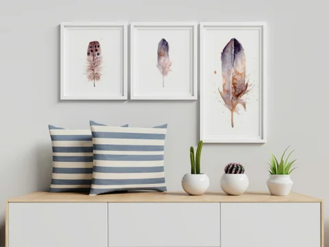 Image of a feather watercolor painting by Shayna Larsen, originals & prints available