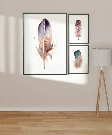 Image of a feather watercolor painting by Shayna Larsen, originals & prints available