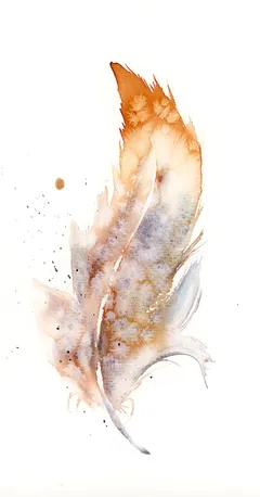 Image of a feather watercolor painting by Shayna Larsen, originals & prints available