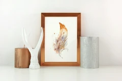 Image of a feather watercolor painting by Shayna Larsen, originals & prints available