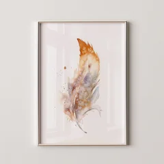 Image of a feather watercolor painting by Shayna Larsen, originals & prints available