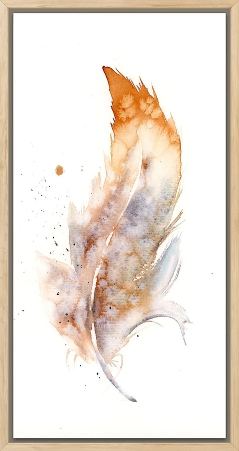 Image of a feather watercolor painting by Shayna Larsen, originals & prints available