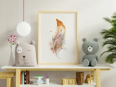 Image of a feather watercolor painting by Shayna Larsen, originals & prints available