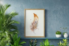 Image of a feather watercolor painting by Shayna Larsen, originals & prints available
