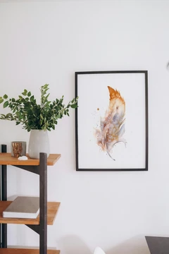 Image of a feather watercolor painting by Shayna Larsen, originals & prints available