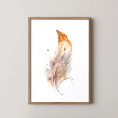 Image of a feather watercolor painting by Shayna Larsen, originals & prints available