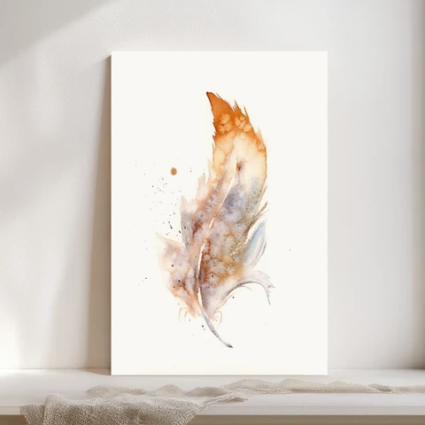 Image of a feather watercolor painting by Shayna Larsen, originals & prints available